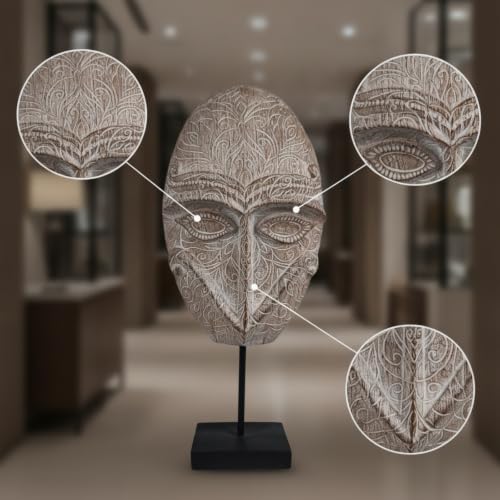 Máscara tribal conceptual con relieve de rostro humano y adorno de ojos grandes 5