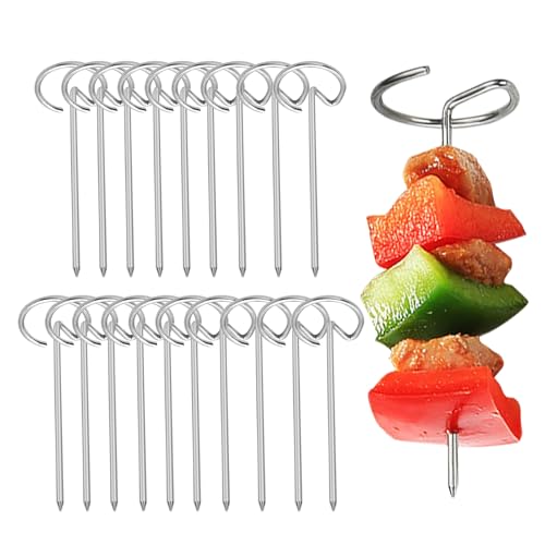 Brochetas metálicas para freidora de aire | 20 piezas de herramientas de acero inoxidable para Air Fryer, pinchos de barbacoa de acero inoxidable | Para verduras, carnes, frutas, casa, interior y