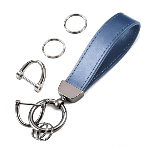 Turcee Leather Car Keychain,Car Key Fob with Anti-Lost D-Ring & Key Ring