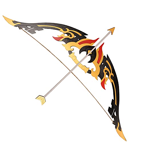 lkjad Wooden Game Genshin Impact Cosplay Fischl Bow and Arrow Black Rust Weapon Props Top
