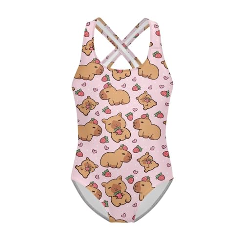 Image of Girls One Piece Swimsuits Quick Dry Beach Bathing Suit Crossback Swimwear 5-14 Years