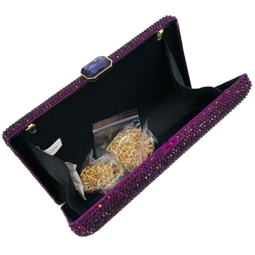Image of Boutique De FGG Crystal Evening Bags for Women Formal Party Box Clutch Wedding Rhinestone Handbags Bridal Clutch Purse,Mini