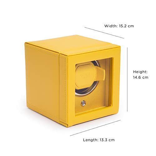 WOLF 461192 Cub Single Watch Winder with Cover, Yellow