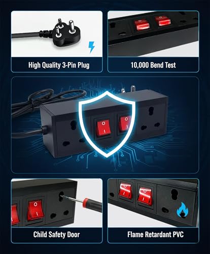 Image of MX 16 Amp Extension Cord Electric Board with 30m Heavy Duty Wire | 250V Power Extension Board | 16A /20A Socket with Dual Switch for Home & Office Appliances