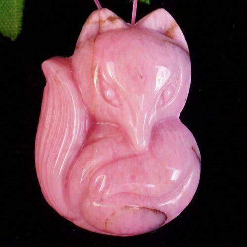 35x25x13mm Carved Natural Rhodonite Fox Pendant Bead W23275