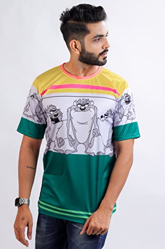Image of HARPITA Men's Round Neck Half Sleeve Slim Fit Digital Printed Lycra T-Shirt