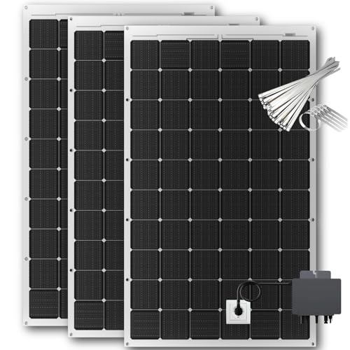 Kit 3 Pannelli Solari Flessibili 315 W Microinverter 800 W e Cavo – Moduli Monocristallini IP67 Ultra Sottili 167×99,6×0,15 cm – Pannello Fotovoltaico Plug and Play da Balcone - Facili da Installare