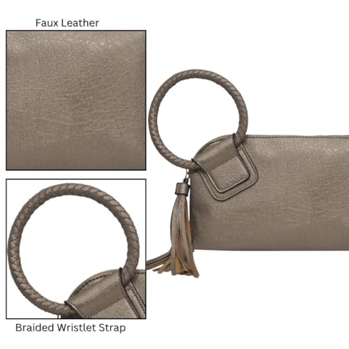 Image of NGIL Faux Leather Mini Wristlet Purse | Women's Handbag, Fashion Wristlet Wallet, Compact Everyday Purse with Fringe Tassel