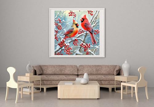 Image of Moohue 14ct Cross Stitch Printed Stamped Kits for Beginners Adults Winter Animals Birds Counted Cross Stitch Pattern Needlepoint kit (Animal Birds)