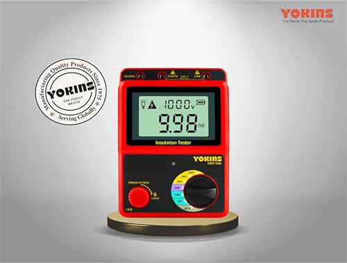 Image of Yokins YIDIT-1020 Digital Insulation Resistance Tester | 1000V, 20 GΩ | ABS Body | Battery Operated (AA) | Includes Carrying Bag | Large LCD Display with Calibration Certificate