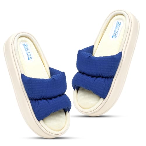 DOCTOR HEALTH SUPER SOFT Women’s Ultra Soft Cushioned Slippers | Padded Cross Strap Comfort Slides | Lightweight Shock Absorbing Platform Footwear for Everyday Home & Casual Use