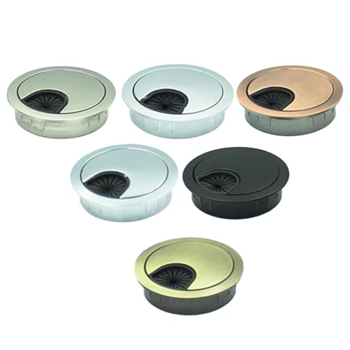 Ipetboom Tapas Pasacables para Escritorio de Aleación de Zinc 60 MM 6 Unidades Cubre Orificios Redondos para Cables Organizador de Mesa para Oficina y Sala de Reuniones