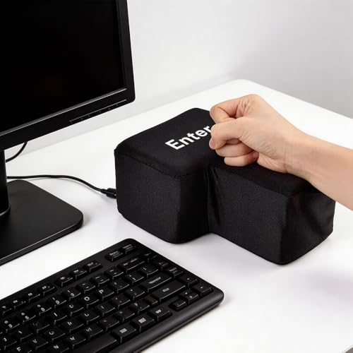 Wxeadu Enter Taste Zum Schlagen Daity Große Enter Taste Bequemes USB EnterKissen Multifunction EnterKey Pillow für Zuhause Büro und Geschäftsreise Informatiker Geschenke 15×11×21cm(Schwarz)