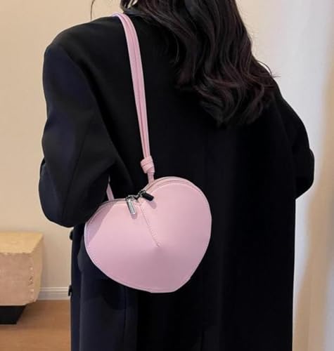 Cute PU Heart-Shaped Purse Heart Tote Bag Y2K Valentines Aesthetic Phone Handbag for Women4