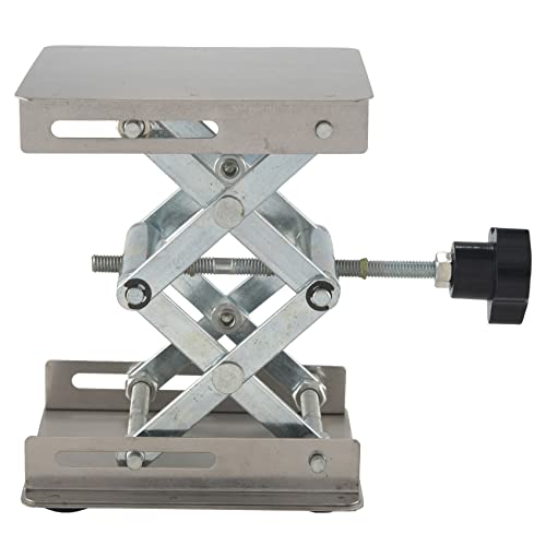 Pasuihcay Scientific Lab Jack-100 x 100mm Stainless Steel Lab Stand Table Rack Scissor Lab-Lift Lifter for Science Experiment, Silver
