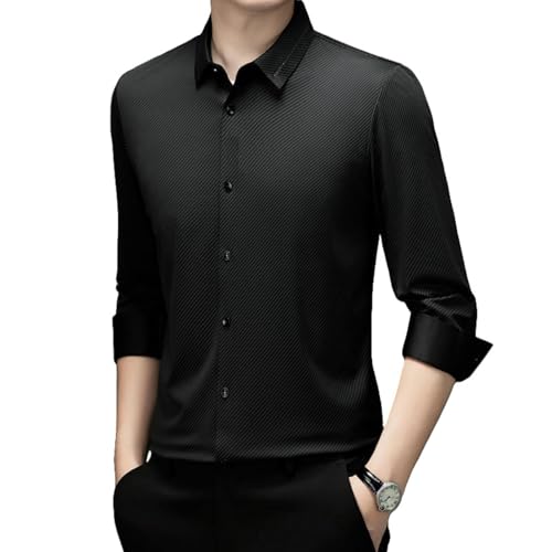 Chemise homme manches longues en soie glacée contre les plis