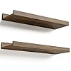 Floating Shelves for Wall Wall Mounted Shelves Set of 2 Rustic Shelves with Lip Display Picture Ledge Shelf for Wall Decor Living Room Bathroom Kitchen Brown