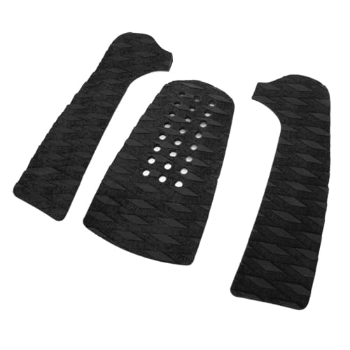 ZIZEV 3 Piece EVA Surfboard Deck Traction Pads for Stomp Skimboards, Surf Boards, Funboard, Fish Board, Anti Slip Front EVA Grip Pads for Paddleboard Longboard Shortboard (Black)
