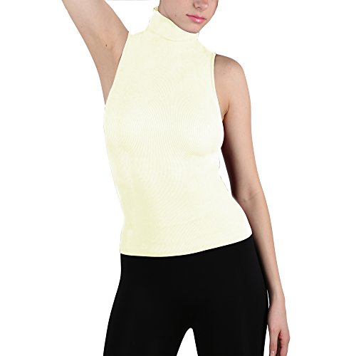 Seamless sleeveless mock neck turtleneck shaping tank top hot tee…
