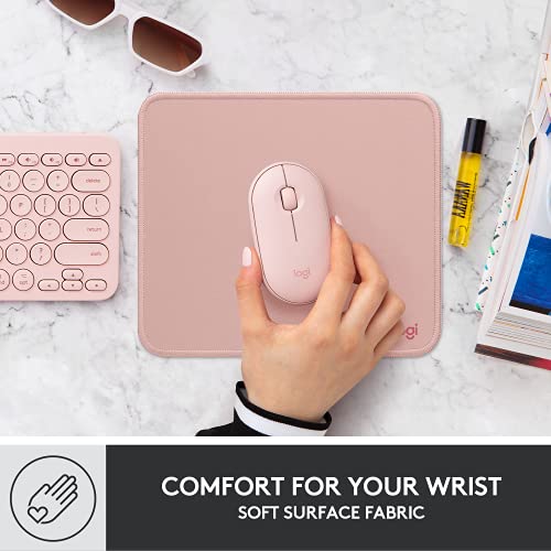 Image of Logitech Studio Series Small Mouse Pad, Anti-Slip 9x8 Inches, Darker Rose | Anti-slip rubber base, easy gliding surface, durable materials, portable design, for computers