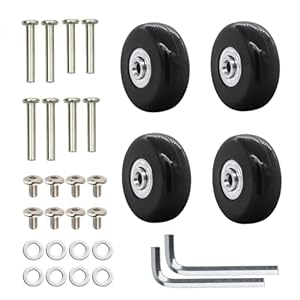 Cosmpeak 4 Stück Koffer Gepäckräder Ersatzrollen Rollen Gummi Mute Ersatz Gepäckkoffer Rad Koffer Gummi Koffer Rollen Ersatz mit Metall Achsen Ersatzteile Ersatzrollen Für Koffer (40mm x 18mm)