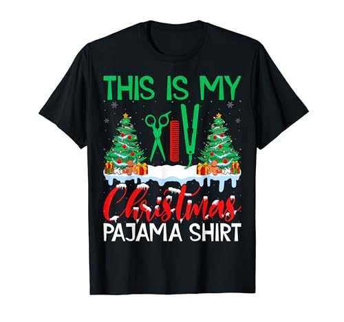 Hairstylist Xmas Pajama Shirt Hairdresser Barber Christmas Camiseta