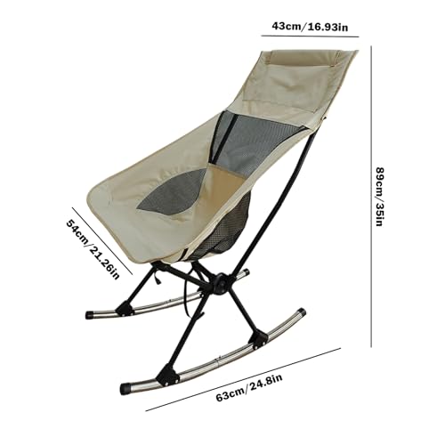 Chaise de camping à bascule fauteuil lune pliable et chaise longue portable dossier haut - 8