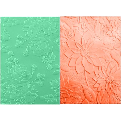 2 carpetas de grabado en relieve 3D para hacer tarjetas, texturas florales, impresiones, fondo, plantillas de plástico para álbumes de recortes y otras manualidades de papel, decoración de tarjetas
