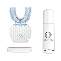 Ultraschall Zahnbürste, 360° Automatische Ultraschall Elektrozahnbürste, Elektrische Automatische Zahnbürste mit Timer, Elektrische Schallzahnbürste für Erwachsene (White)