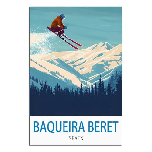 Poster de voyage vintage Baqueira Beret Espagne 50x75 cm