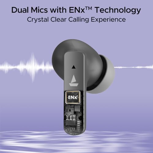 Image of Boat Airdopes 91, 45HRS Battery, 50ms Low Latency, ENx Tech, Fast Charge, IPX4, IWP Tech, v5.3 Bluetooth Earbuds, TWS Ear Buds Wireless Earphones with mic (Mist Grey)