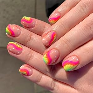 Hattba 24 Quadratische Kunstnägel mit Glitzerdesigns