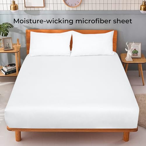 Image of Royale Linens Fitted Sheet Queen - Ultra Soft 1800 Brushed Microfiber - Hotel Luxury Bottom Sheets - Wrinkle Free & Fade Resistant - Deep Pocket Fitted Sheet Only (Queen, White)