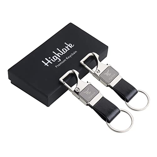 Image of Heavy Duty Metal Carabiner Keychain with Leather Strap for Men & Women | Premium Belt Clip Key Holder | Secure Spring Lock Key Ring for Car, Bike & Office Keys