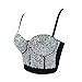 VEENDEO Women's Bustier Crop Top Mesh Corset Top Push up Rhinestone Diamond Bra Club Party Vest
