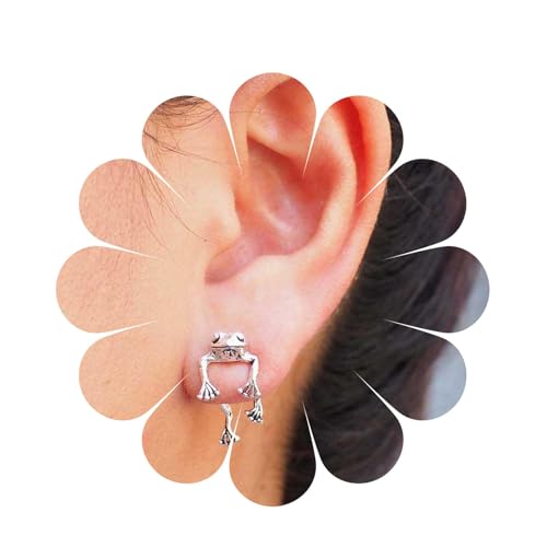 Aneneiceera Vintage Rana Oreja Chaqueta Pendientes Lindo Rana Pendientes Diminutos 3d Rana Colgando Divertidos Pendientes De Animales Joyas Para Mujeres Y Niñas Amante De La Rana Regalos