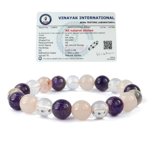 Image of Reiki Crystal Products Certified Natural Crystal Stone Round 10 mm Beads Bracelet for Men and Women | Reiki Charged Gemstone Jewellery Bracelet| Multiple Stone Variants Available