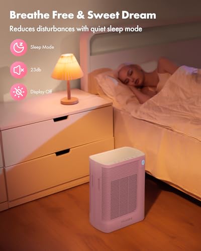 Image of Trucozie Air Purifier for Home Large Room Bedroom Up to 1937 Ft in 1 Hr With Double-sided Air Inlet, Air Quality and Light Sensors, HEPA Sleep Mode for Allergies, Dust, Pollen, Pet Hair, Pink