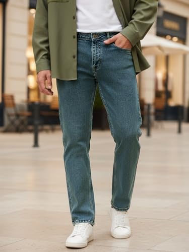 Image of Urbano Fashion Men's Regular Fit Heavy Washed Denim Jeans Stretchable
