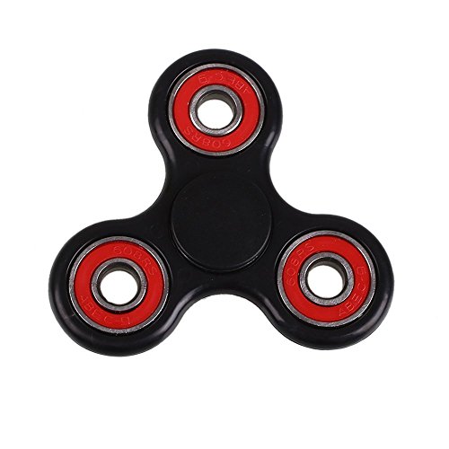 Tri Fidget Hand Spinner - fidget work Ultra Fast Bearings - Finger Toy, Great Gift (Black-red)