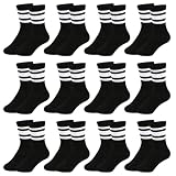 ORPAPA Socken Jungen Tennissocken Kinder Sportsocken Kindersocken Jungen Mädchen Baumwolle Kinder Socken Unisex 12 Paar 33-37