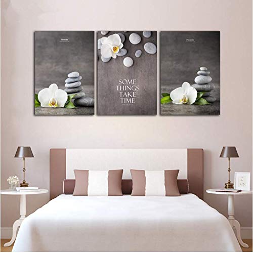 Toile Phalaenopsis Bouddha 50x70 cm affiche fleur rétro pour décoration murale du salon sans cadre