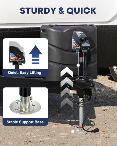Image of Kohree Electric Trailer Jack 6000 lbs with 7-Way Connector, Heavy Duty RV Electric Tongue Jack for Travel Trailer A-Frame Camper, with Manual Crank Handle & Weatherproof Jack Cover, 22 inch Lift, 12V DC