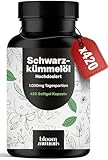 Schwarzkümmelöl Kapseln Hochdosiert – 420 Softgel Kapseln – 1.000 mg Tagesportion – Vitamin E – Produziert in Deutschland - Laborgeprüft - Verpackung kann variieren