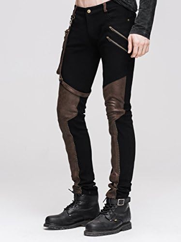 DEVIL SHACKLES Men's Punk Black Jeans With Zipper Pockets & Metal Chains - 95% Cotton 5% Spandex - View #11