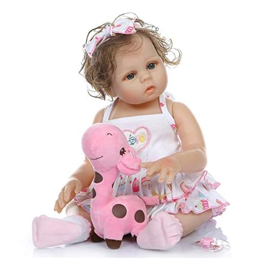 48 cm helkroppssilikon Reborn baby realistisk docka för barn med kort lockigt hår elegant