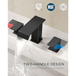 Foriousmatteblackwaterfallbathroomfaucets3hole8inchwidespread2handlesbathroomsinkfaucetwithpopupdrainandflexiblehotandcoldwaterhosessuitableforvanityrvrestroom  Urban Country Home Decor Forious matte black waterfall bathroom faucets 3 hole 8 inch widespread 2 handles bathroom sink faucet with pop up drain and flexible hot and cold water hoses suitable for vanity rv restroom  urban country home decor