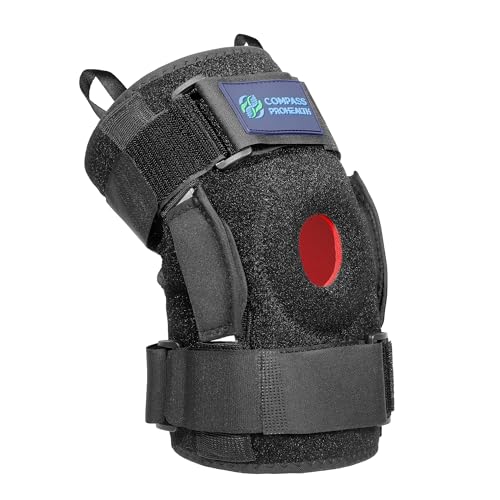 Compass ProHealth Hinged Knee Support Brace for Pain - Removable Dual Metal Hinges - Silicone Patella - Pull Tabs - Unisex - Optimal for Sport Use, After Surgery Recovery, Relieves Meniscus Tear, ACL, MCL, Arthritis, Patellar Tendon Tear, FSA/HSA Eligible (XLarge)
