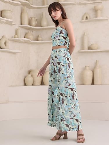 Image of PURVAJA Women's Maxi Co-Ords (Razy-014 Sea-Green Small)