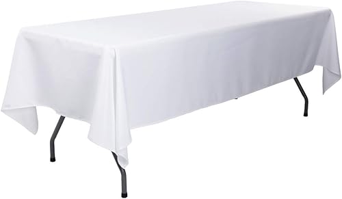 Miniatura 2 de Mantel rectangular de poliéster de 60 x 102 pulgadas, mantel lavable para mesa de 6 pies, perfecto para decoración de bodas, fiestas, restaurantes,